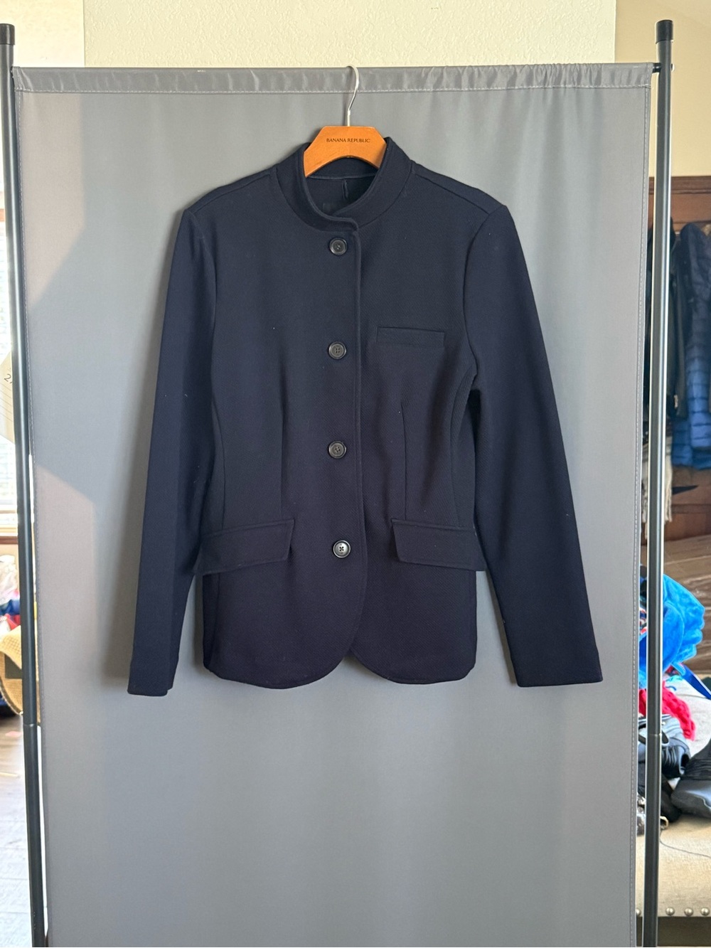 Banana Republic Black Stand-Collar Button Blazer